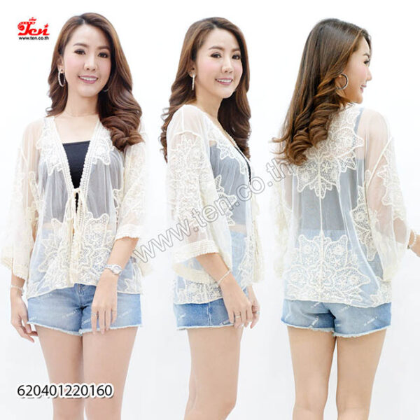 เสื้อคลุมแฟชั่นตัวสั้นสีเบจ -620401220160