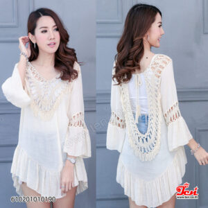เสื้อคอตตอนถักโครเชต์เว้าหลัง -610201010190