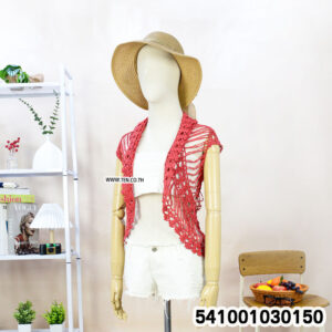 Sleeveless handmade crochet vest with detailed patterns, shown front and back over white tank