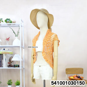 Sleeveless handmade crochet vest with detailed patterns, shown front and back over white tank