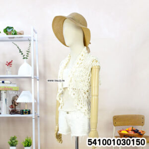 Sleeveless handmade crochet vest with detailed patterns, shown front and back over white tank