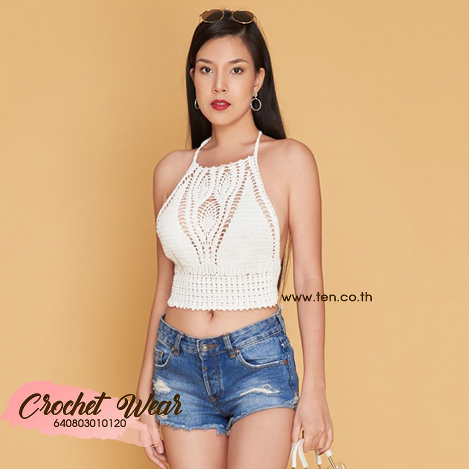 Crochet Bikini Bra บราถักโครเชต์ลายกราฟิค-640803010120 - Image 2