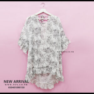 เสื้อเบลาส์คอผูกลายกราฟฟิค-650401090150