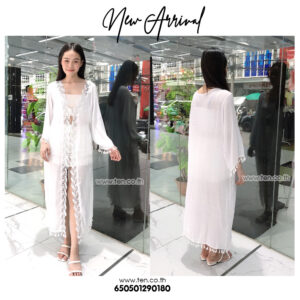 เสื้อคลุมตัวยาวลายดอกสีขาว-650501290180