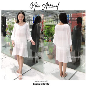 มินิเดรสสีขาวลายดอก-650501330180