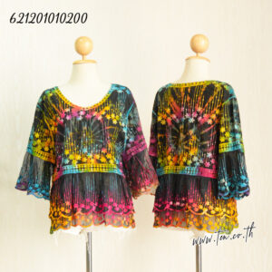 เสื้อมัดย้อมลายลูกไม้ แขนระบาย แต่งปักลาย - 621201010200