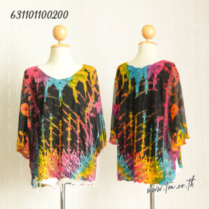 เสื้อมัดย้อมปักลายลูกไม้ ทรงค้างคาว - 631101100200