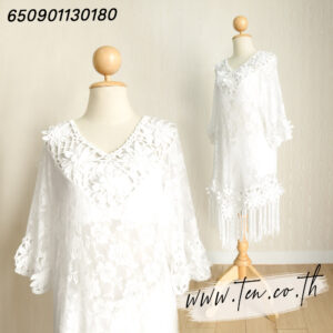 เสื้อเบลาส์ซีทรูลายดอกไม้ ชายแต่งพู่ - 650901130180