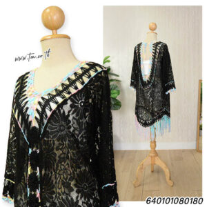 เสื้อคลุมลายลูกไม้ ถักโครเชต์ แต่งดอกไม้ ชายพู่สีพาสเทล – 640101080180