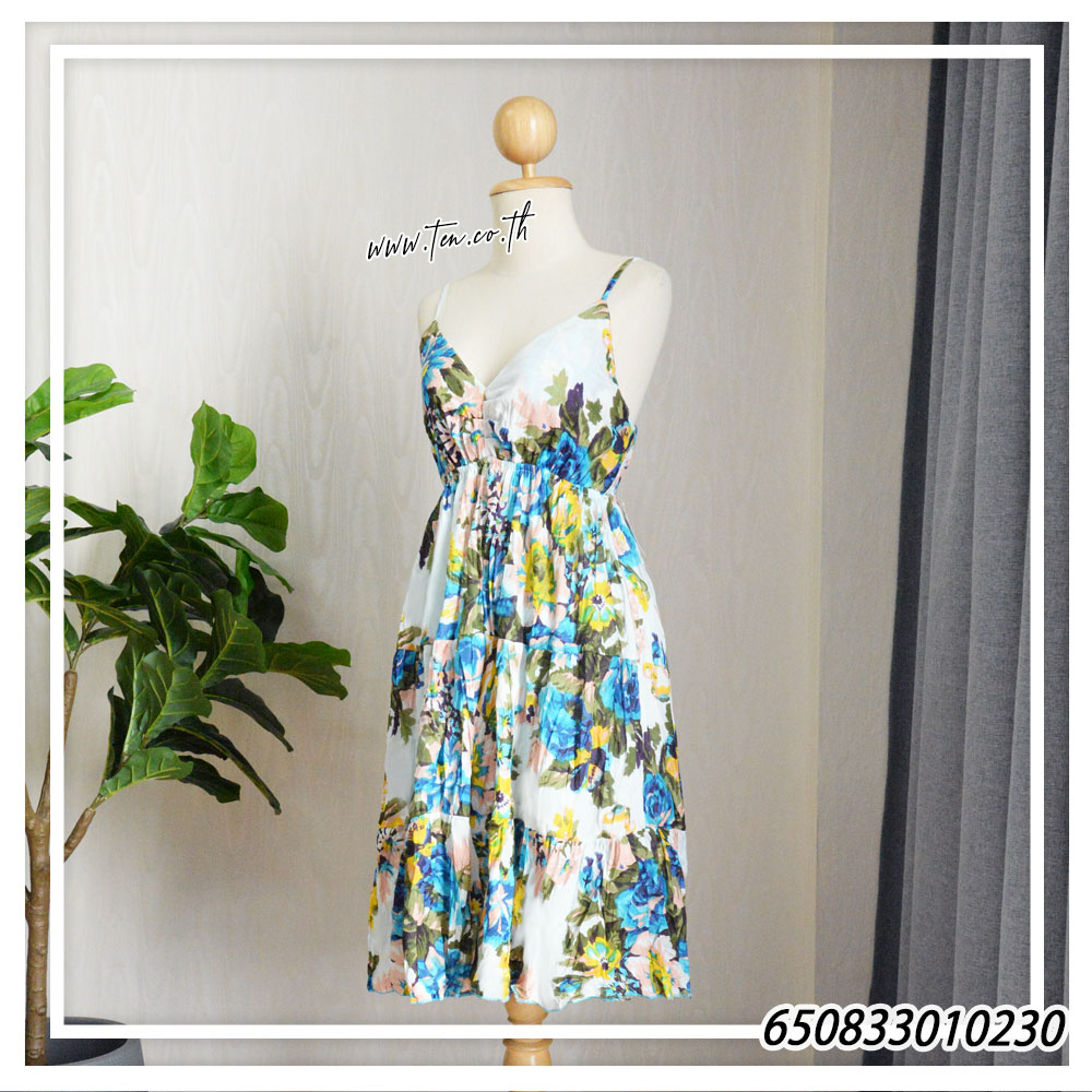Women's Midi Floral V-Neck Dresses -มินิเดรสสายเดี่ยวคอวี ลายดอก - 650833010230 - Image 9