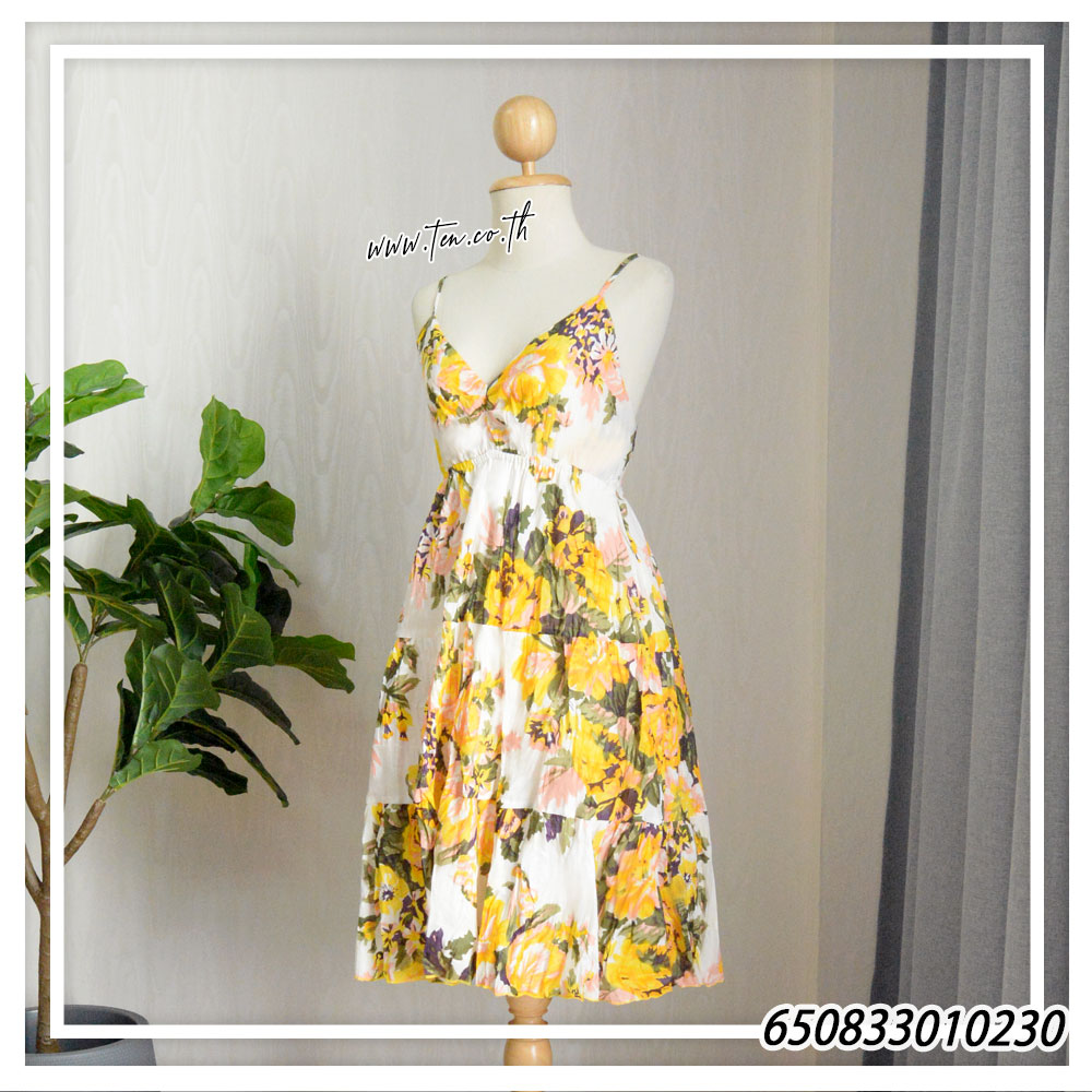 Women's Midi Floral V-Neck Dresses -มินิเดรสสายเดี่ยวคอวี ลายดอก - 650833010230 - Image 7
