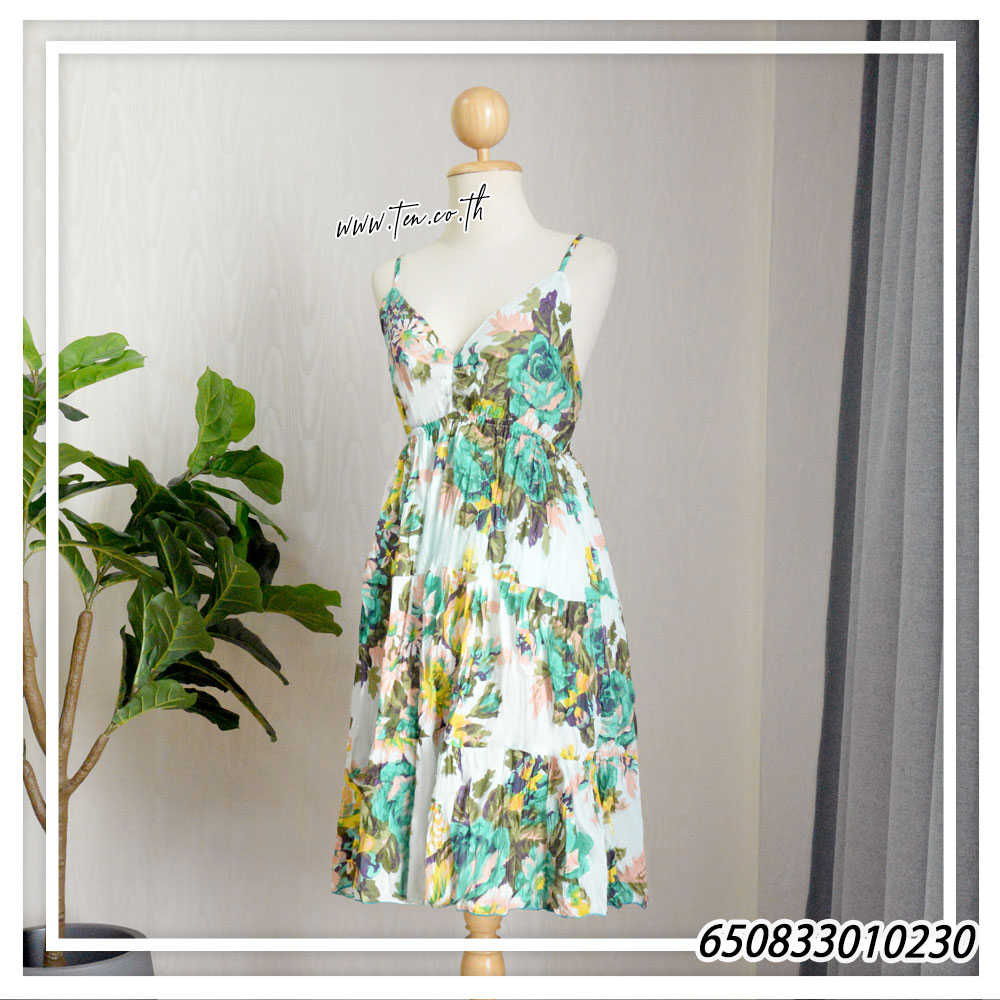 Women's Midi Floral V-Neck Dresses -มินิเดรสสายเดี่ยวคอวี ลายดอก - 650833010230 - Image 6