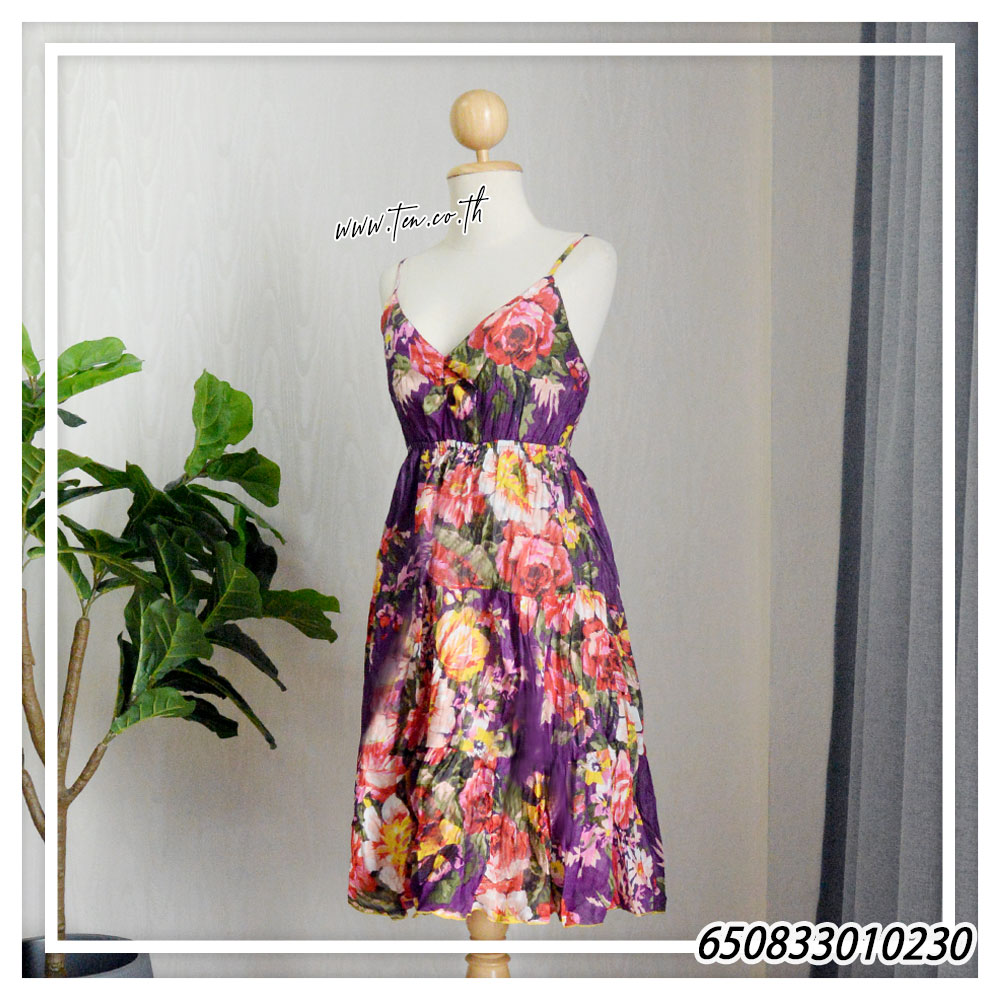 Women's Midi Floral V-Neck Dresses -มินิเดรสสายเดี่ยวคอวี ลายดอก - 650833010230 - Image 18