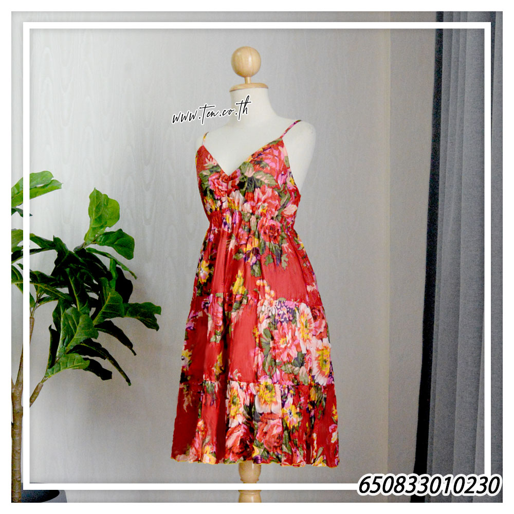 Women's Midi Floral V-Neck Dresses -มินิเดรสสายเดี่ยวคอวี ลายดอก - 650833010230 - Image 16