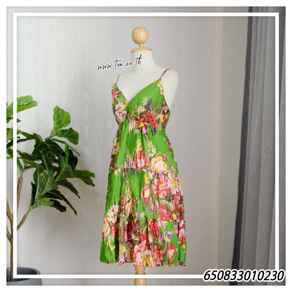Women's Midi Floral V-Neck Dresses -มินิเดรสสายเดี่ยวคอวี ลายดอก - 650833010230 - Image 15