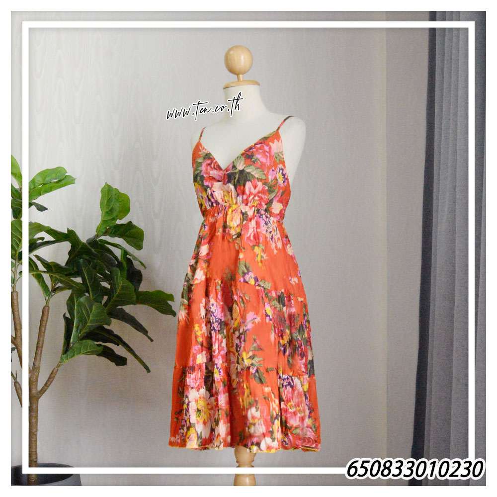 Women's Midi Floral V-Neck Dresses -มินิเดรสสายเดี่ยวคอวี ลายดอก - 650833010230 - Image 14