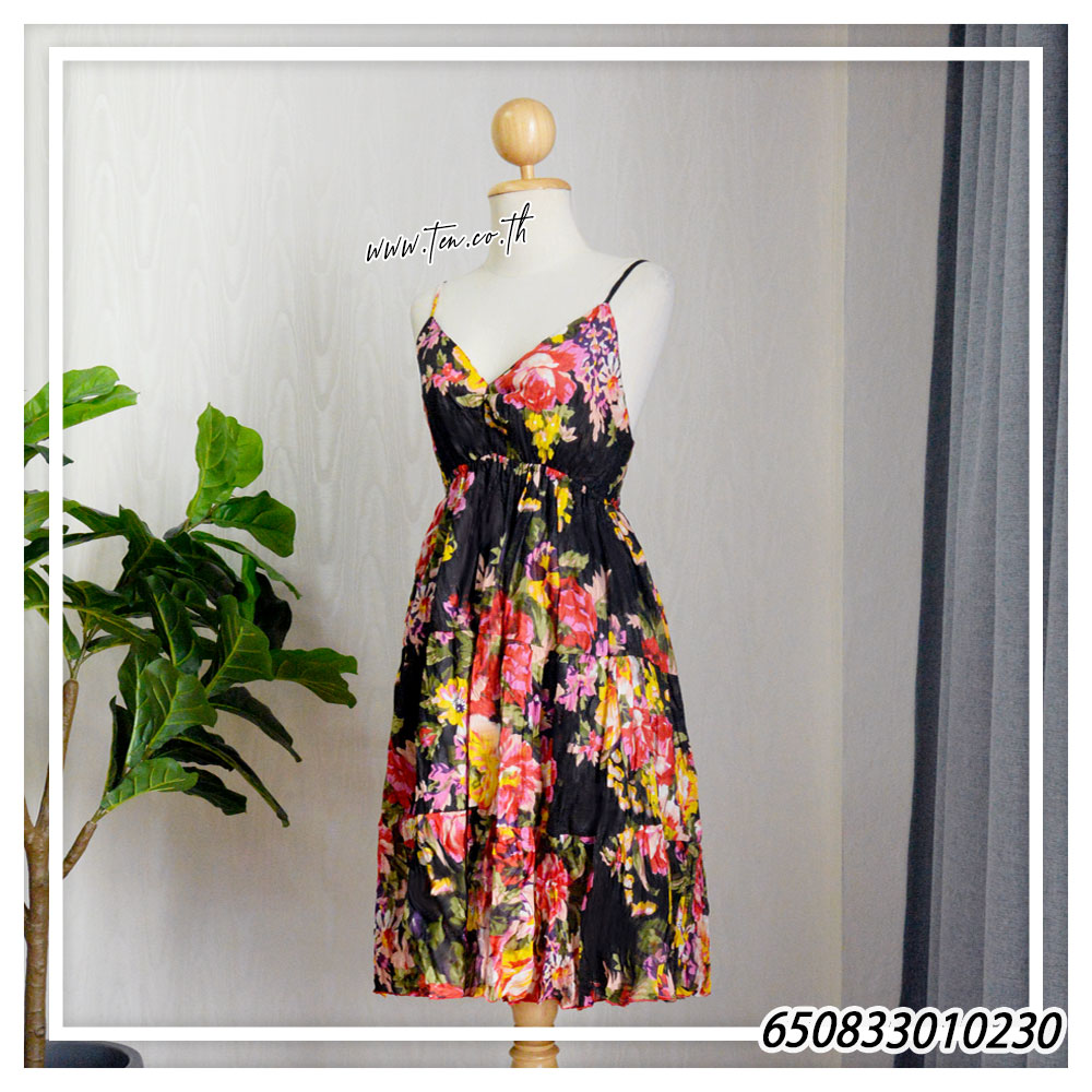 Women's Midi Floral V-Neck Dresses -มินิเดรสสายเดี่ยวคอวี ลายดอก - 650833010230 - Image 13