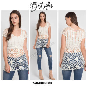 Summer flower Tops Crochet - เสื้อเบลาส์ถักโครเชต์ ลายดอกไม้-550701030180