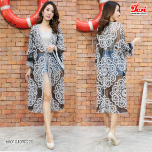 Women's Lace Swimsuit Cover-Upsเสื้อคลุมลูกไม้ซีทรูปักฉลุลาย ตัวยาว-650101090220