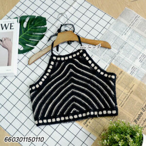 Tops crochet -เสื้อครอปถักโครเชต์ผูกคอ - 660301150110