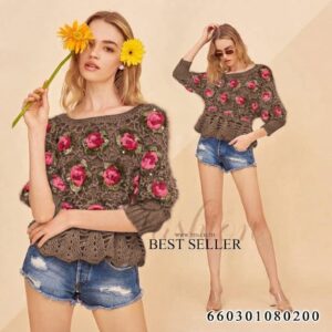 Alternative view of Crochet rose sweater -เสื้อถักขนมิ้งลายดอกกุหลาบ - 660301080200