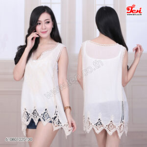 White Lace Sleeveless-เสื้อแขนกุดลายกราฟฟิคเสื้อแฟชั่น-610801020130