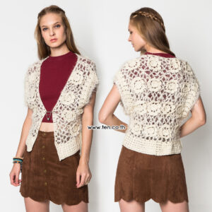 crochet coat for ladies-เสื้อคลุมถักโครเชต์ลายดอกกุหลาบ-551001050200
