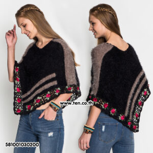crochet triangle poncho เสื้อคลุมสามเหลี่ยมลายดอกกุหลาบ-581001030200