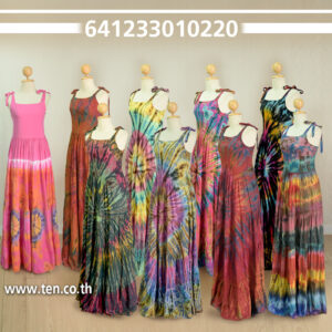 Tie-dye open-shoulder dress -ชุดเดรสมัดย้อมผูกไหล่ - 641233010220