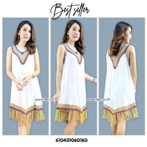 Casual Fringe Dresses - มินิเดรสแขนกุดชายพู่-610401060160