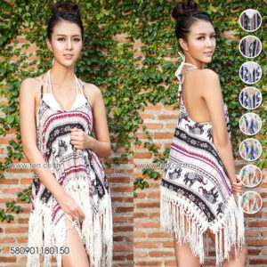 เสื้อสายเดี่ยวชายพู่ลายกราฟฟิค-580901180150