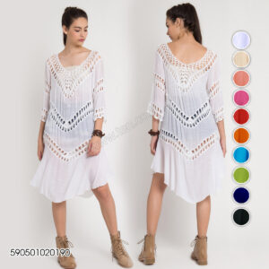 ชุดเดรสสีขาวถักโครเชต์-590501020190