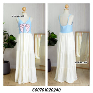 เดรสสายเดี่ยวถักลายโบว์ - 660701020240