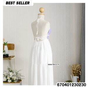 White and Black Heart Crochet Maxi Dress with tiered skirt and boho design