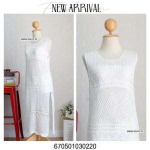 White crochet beach cover-up dress for summer vacations