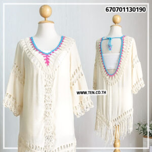 Ethnic crochet blouse with decorative tassels