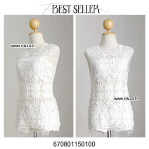 White lace floral sleeveless top for women on a mannequin