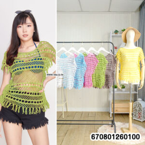 Casual Crochet Top-เสื้อคลุมบิกินี่ถักโครเชต์แต่งพู่ - 670801260100