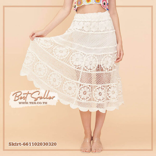 Crochet Maxi Skirt-กระโปรงยาวถักโครเชต์ลายดอกไม้ - 661102030320 - Image 2