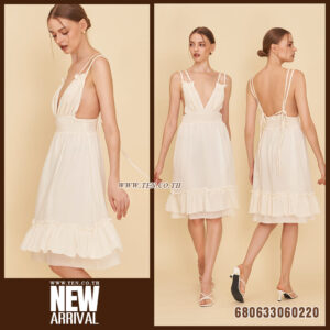 เดรสสายเดี่ยวเอวสม็อค-680633060220