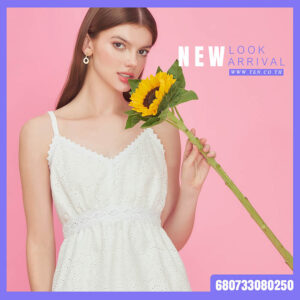 Breezy white cotton midi dress styled with a beach hat, shown from front and ba