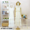 Bohemian-style cotton maxi dress with layered design