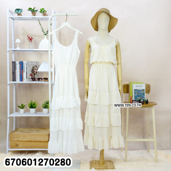 Bohemian-style cotton maxi dress with layered design