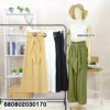 Summer palazzo pants styled with a straw hat and white crochet top on a mannequin