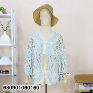 Boho crochet cardigan for women in black-trimmed white design ✅
