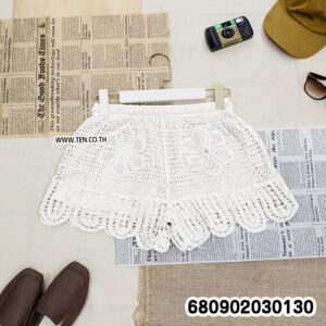 “Crochet lace shorts paired with casual summer essentials”