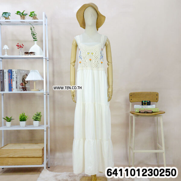 เดรสยาวถักไหมพรมปักลายดอกไม้ - 641101230250 - Image 3