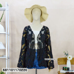 “Vintage leaf embroidered tops in black and white displayed for women’s fashion.”