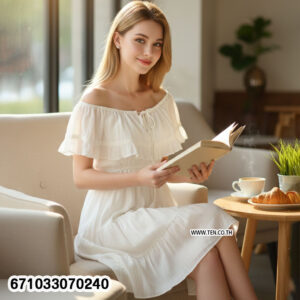 Romantic Off-Shoulder Summer Dress | เดรสเปิดไหล่ซัมเมอร์สไตล์หวาน-671033070240