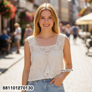 Vintage Floral Lace Sleeveless Top เสื้อแขนกุดลูกไม้ลายดอกสไตล์วินเทจ-681101270130